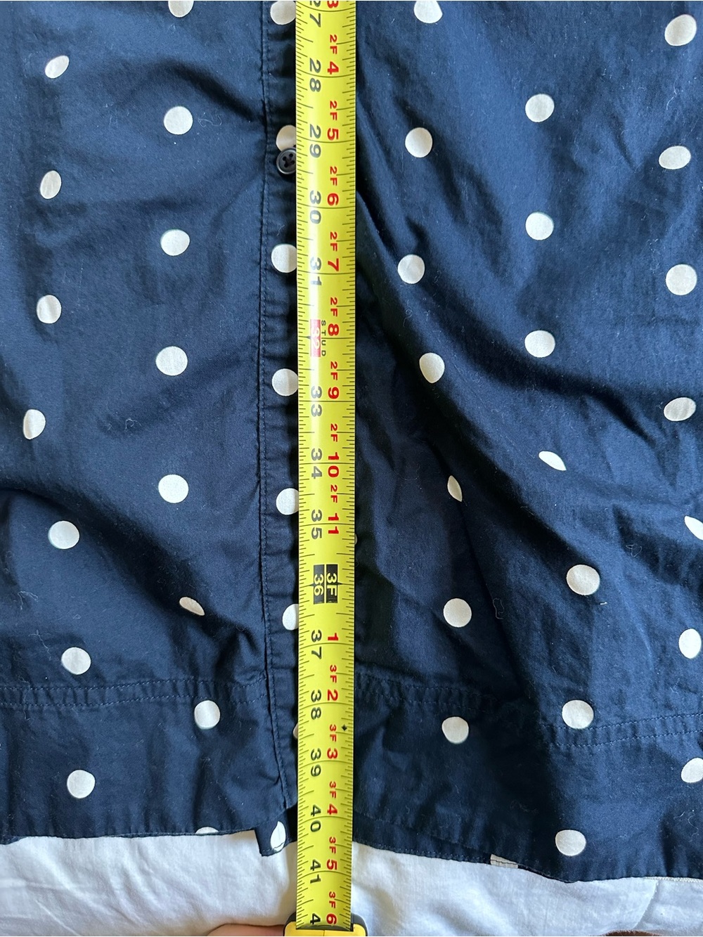 Navy Blue & White Polka Dot Button-Down Midi Dark Cottagecore Coastal Dress - Picture 3 of 9